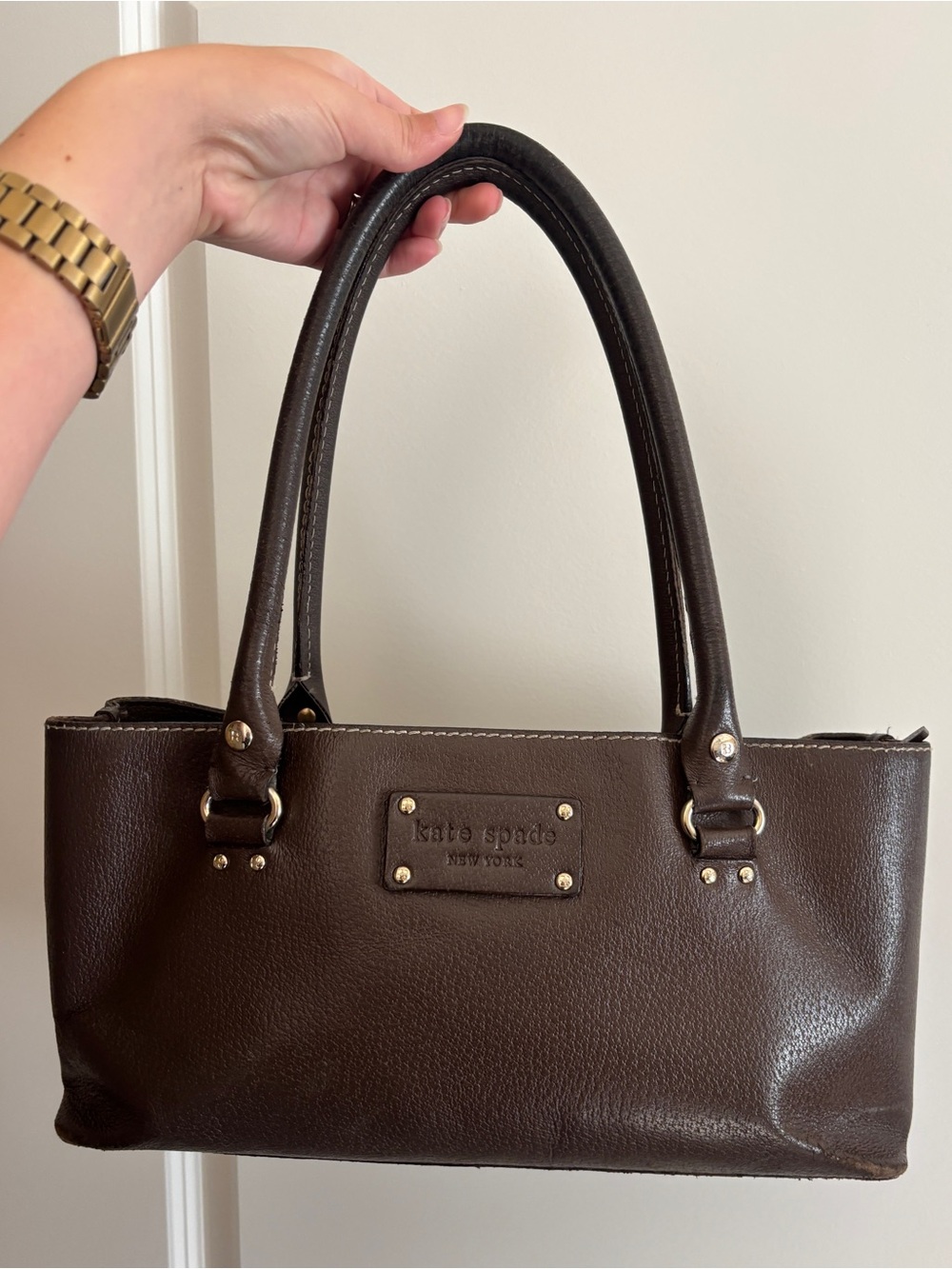 Vintage kate spade Chocolate Brown Pebbled Leather Shoulder Bag